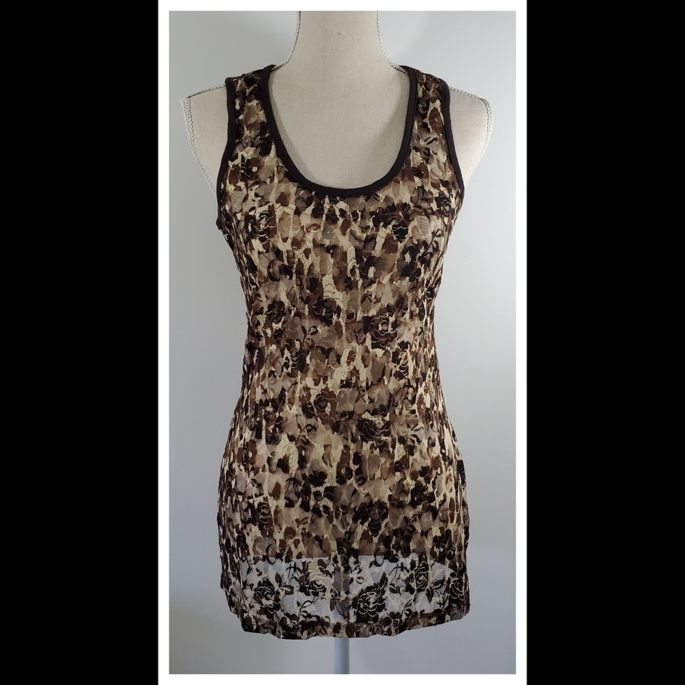 Almost Famous Brown Lace Tank